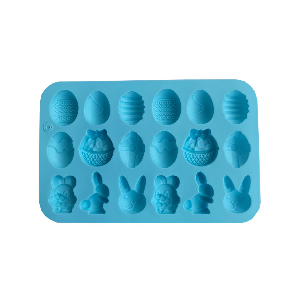 Silicone 18 Easter Egg Rabbit Chocolate Mold Ice Cream Jelly Pudding Soap Cake Mold Baking Tools
