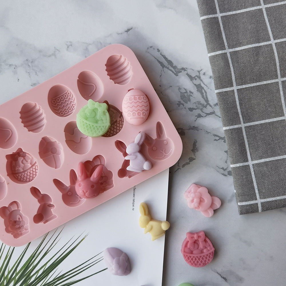 Silicone 18 Easter Egg Rabbit Chocolate Mold Ice Cream Jelly Pudding Soap Cake Mold Baking Tools