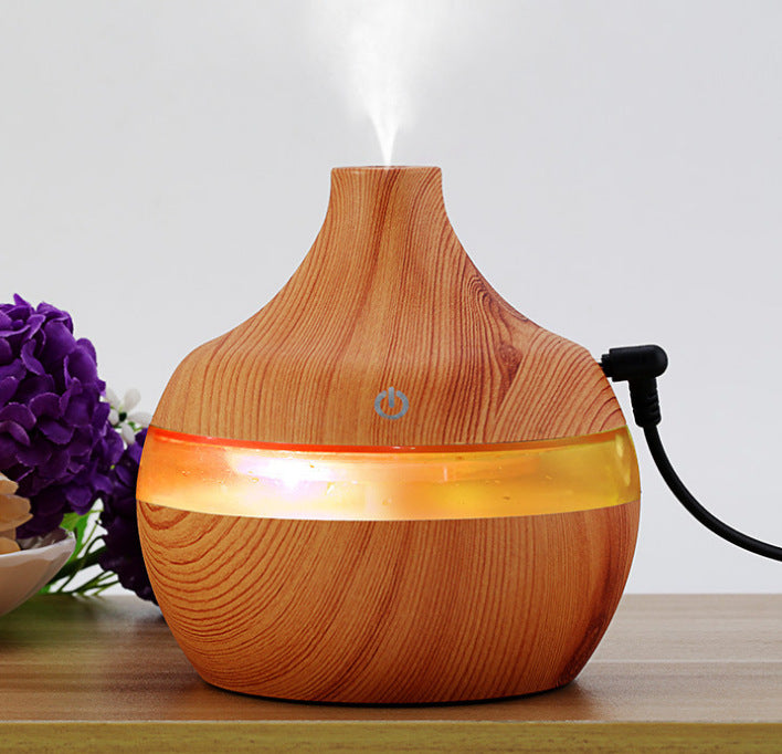 Direct USB Amazon Explosive Small Ball Colorful Light Humidifier Mini Wood Grain Round Aroma Diffuser