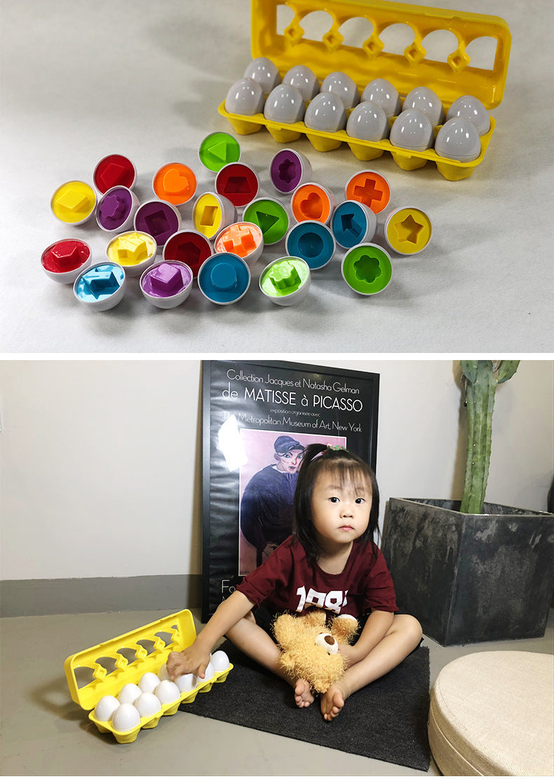 Early childhood education matching smart eggs Children's dinosaur simulation eggs Baby color shape traffic matching egg toys