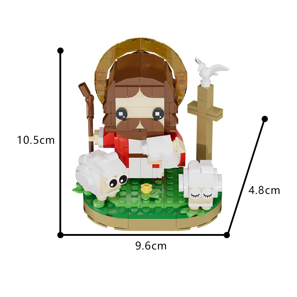 Creative series shepherd Jesus creative design building block model small particles children's educational assembly building block ornaments