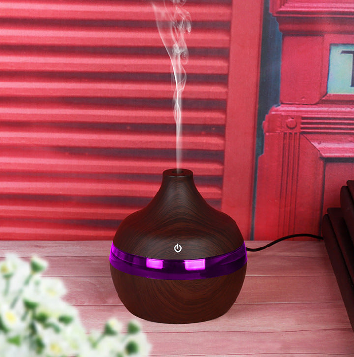 Direct USB Amazon Explosive Small Ball Colorful Light Humidifier Mini Wood Grain Round Aroma Diffuser