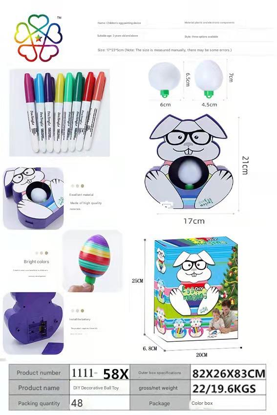 New Easter Electric DIY Painted Egg Decoration Ball Toy Children Egg Rabbit Easter Gift Wholesale